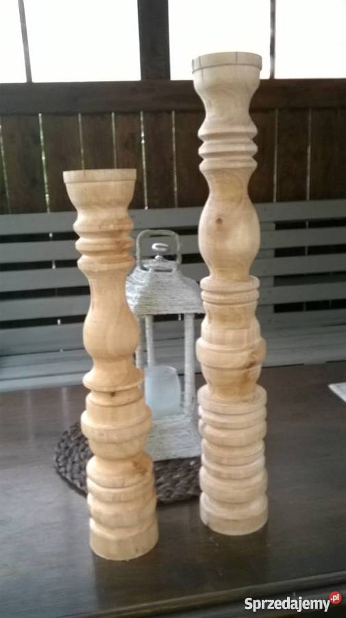 Świecznik drewniany ręcznie toczony rękodzieło Wieluń