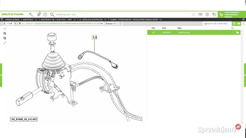 czujnik położenia super reduktora DeutzFahr Koszanowo