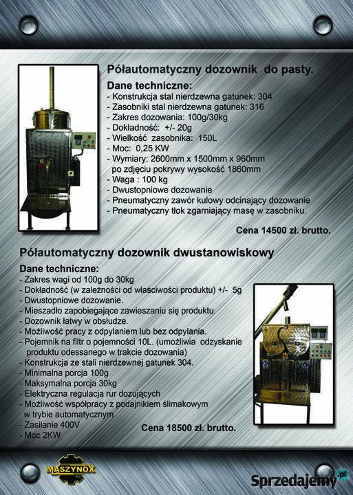 dozownik ślimakowy wagodozownik pakowarka Kurzętnik