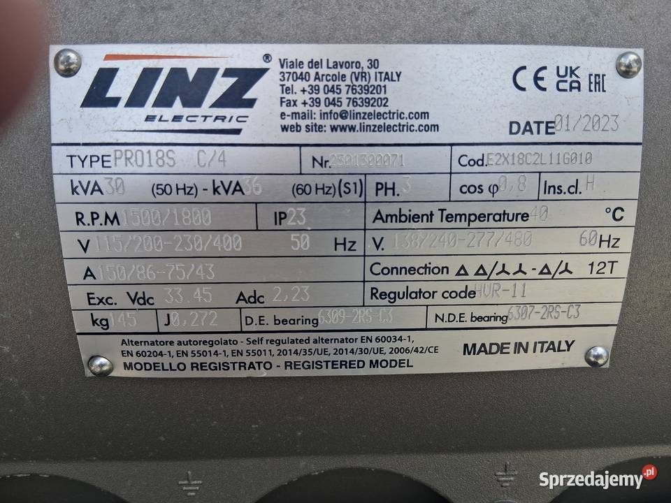 Agregat na wałek WOM 1500 TRMIN 33 KVA 2 GARENI łódzkie Ujazd