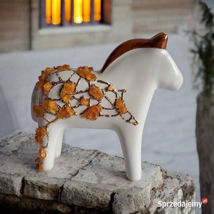 Koń Figurka Konik ceramiczny ręcznie malowany Sierakowice
