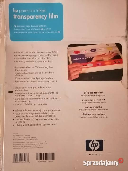 Hp premium inkjet transparency film A4 50 sztuk Legnica