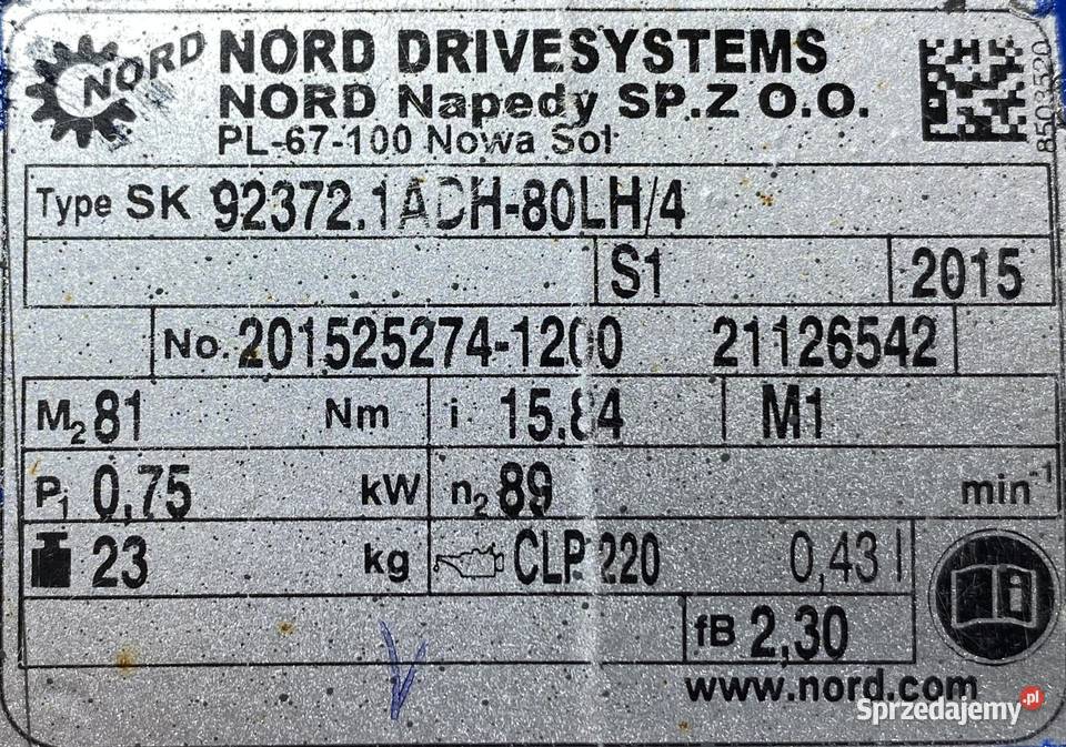 motoreduktor przekładnia 075kW 89obr 3fazowy Pigża
