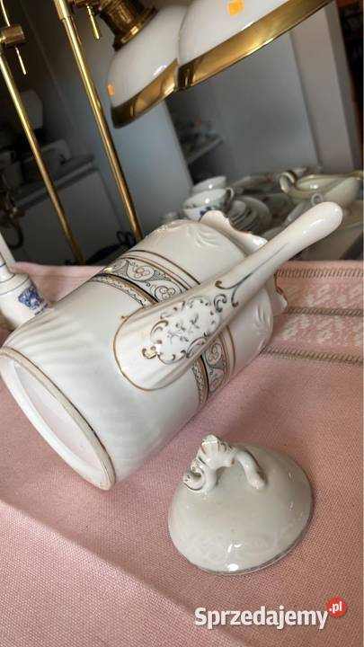 Duży dzbanek do kawy Złocenia i czarna emaila Gdańsk