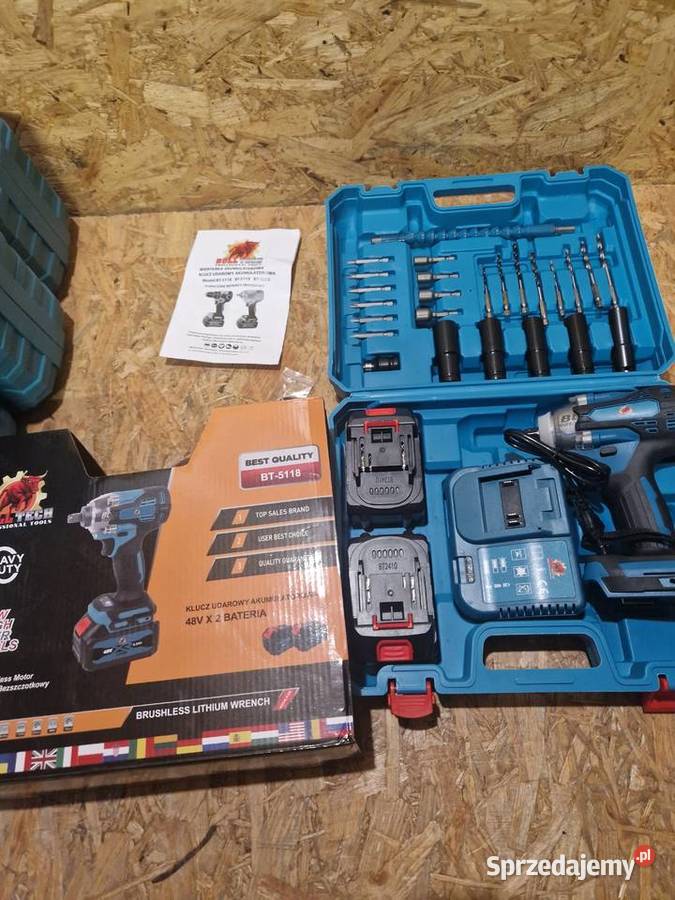 KLUCZ UDAROWY AKUMULATOROWY DO KÓŁ ZESTAW 2x AKU wielkopolskie