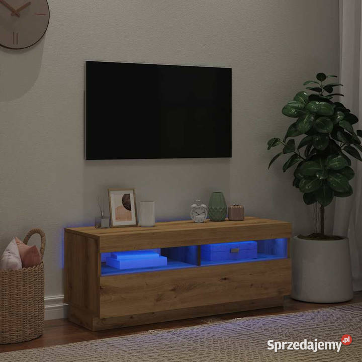 Szafka pod TV z oświetleniem LED dąb artisan RTV Warszawa