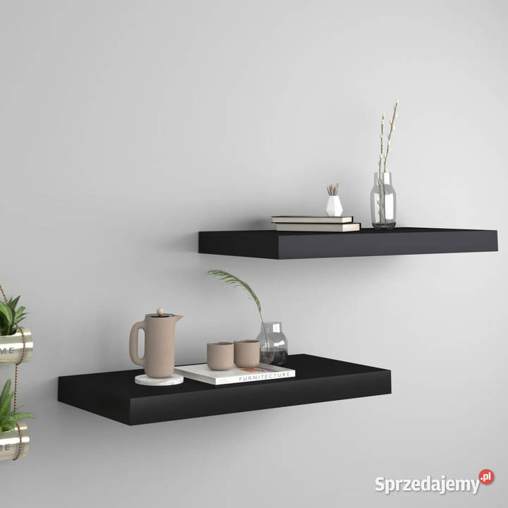 Półki ścienne 2 czarne 50x23x38 MDF WM323830 mazowieckie Warszawa sprzedam