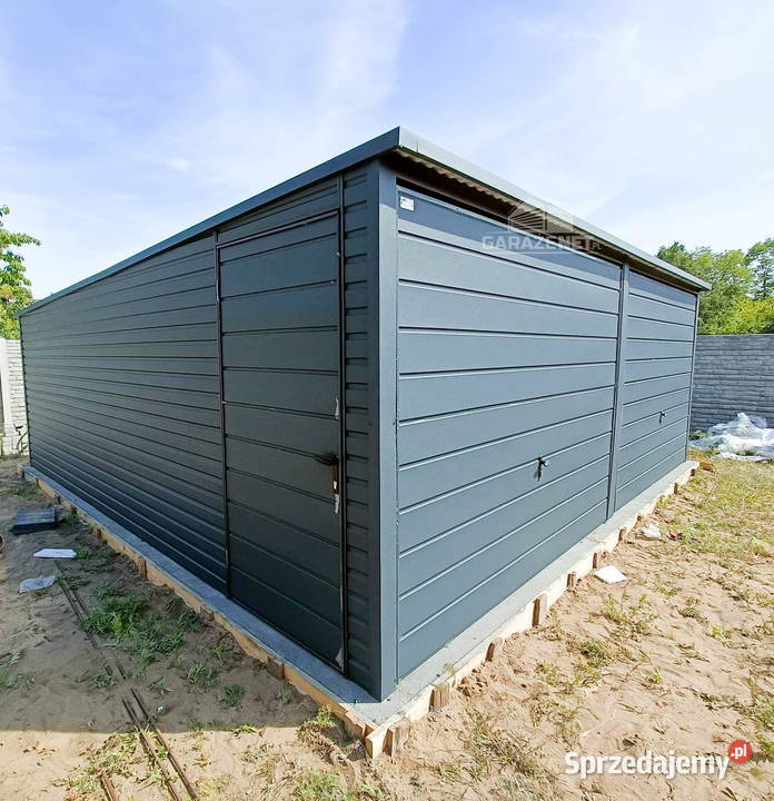 GARAŻ BLASZANY 6m x 5m 2X BRAMA UCHYLNA GRAFIT Łapanów