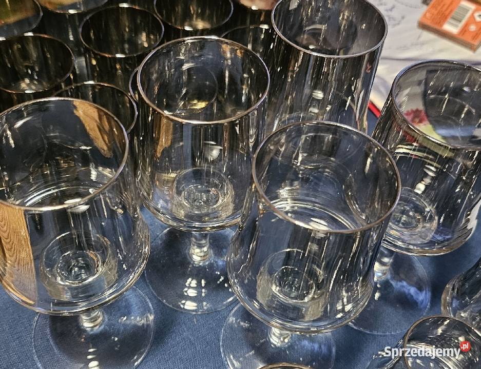 Vintage Krosno komplet szkło platynowe szklanki Katowice sprzedam