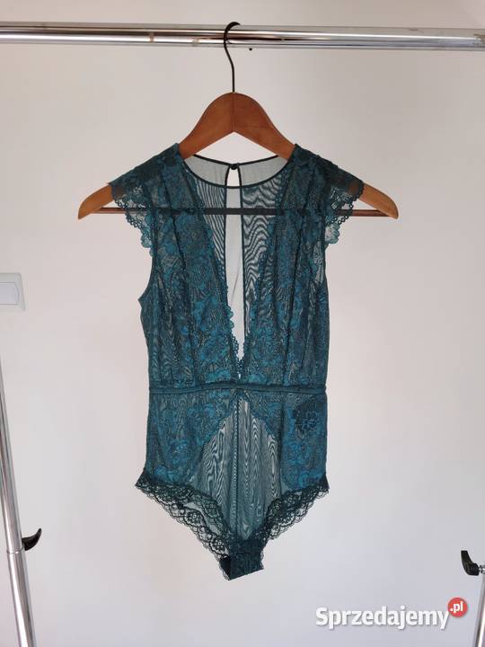 Szmaragdowe body z siateczki z koronką Body i gorsety Liszki