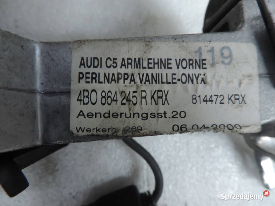 PODŁOKIETNIK AUDI A6 C5 4B0864245R KREMOWY Rok produkcji 2002 małopolskie