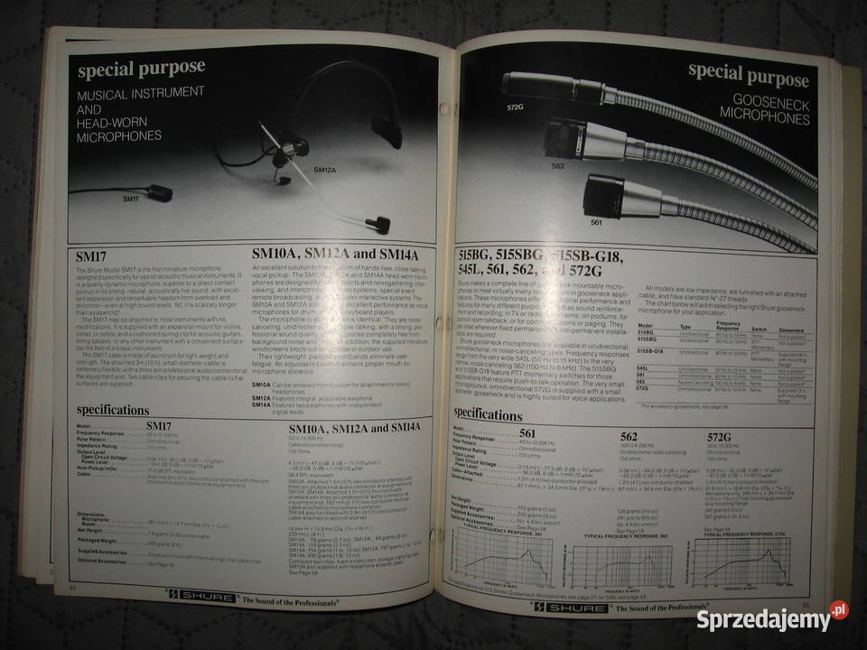 SHURE Microphone and Circuitry Products 1981 Sprzęt estradowy, studyjny i DJ-ski Kępice