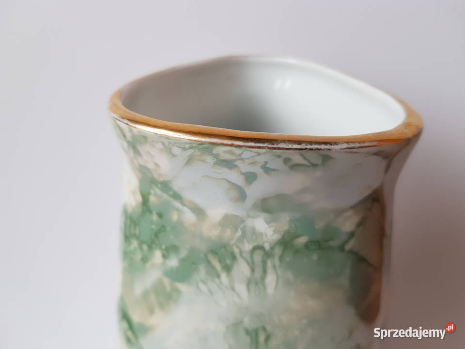 Sygnowany porcelanowy wazon marmurek Wałbrzych Dąbrowa Górnicza