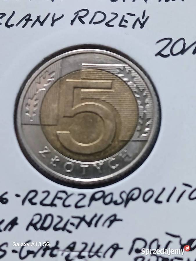 5 Złotych 2017 r DESTRUKT Przesunięcie stempla Konin