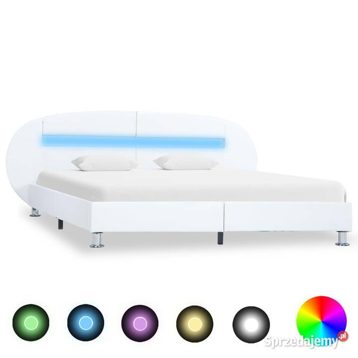 vidaXL Rama łóżka z LED, biała, 285437