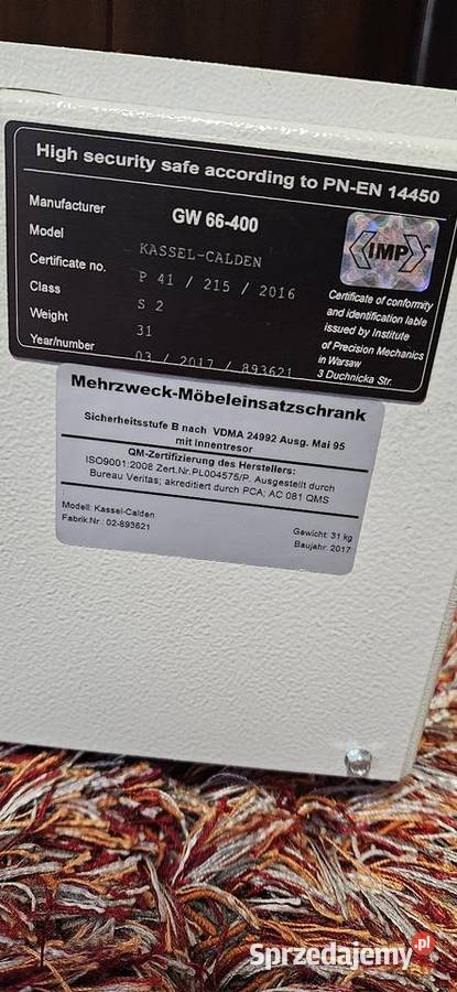 Sejf klasy S2 na broń dokumenty kosztowności sprzedam