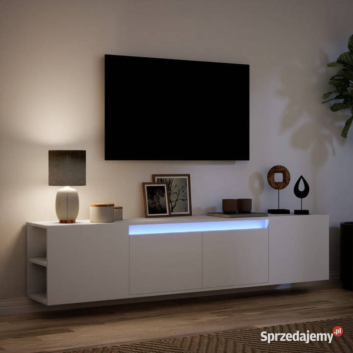 Ścienna szafka pod TV z LED biała 180x31x395 sprzedam