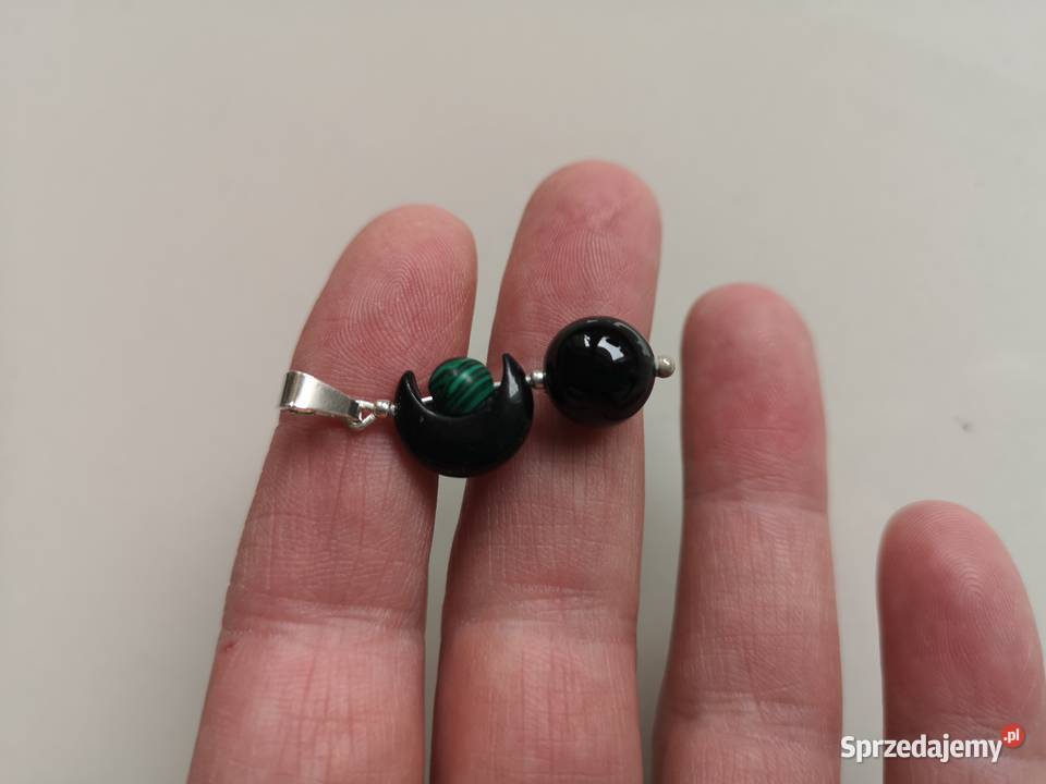 Zawieszka amulet onyks malachit srebro Pozostałe Toruń