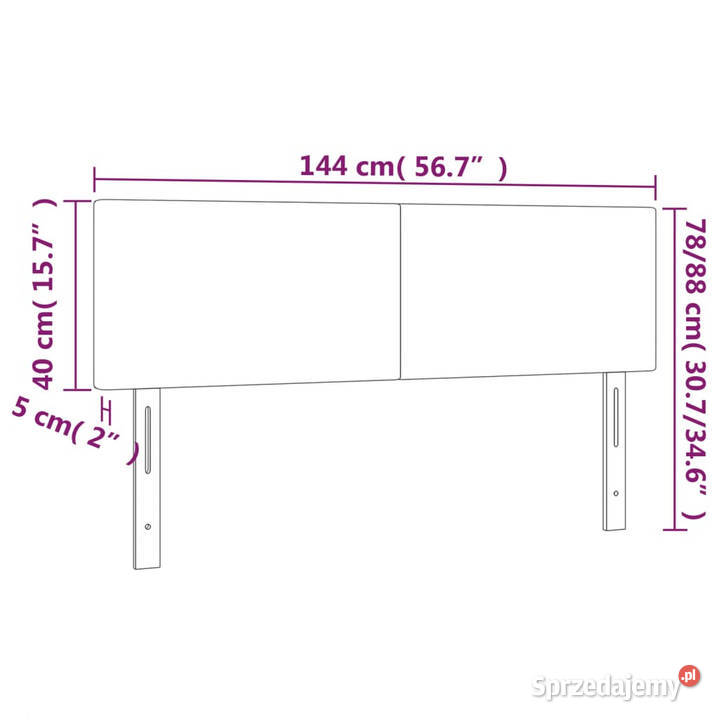 Zagłówek do łóżka z LED kremowy 144x5x7888 Warszawa