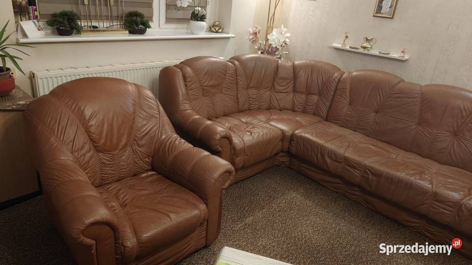 Skórzana kanapa narożna z fotelem Gdańsk