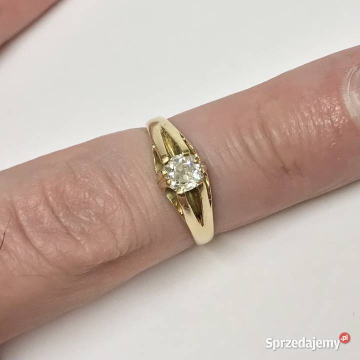 Złoty PIERŚCIONEK 750 18K z DIAMENTEM w starym