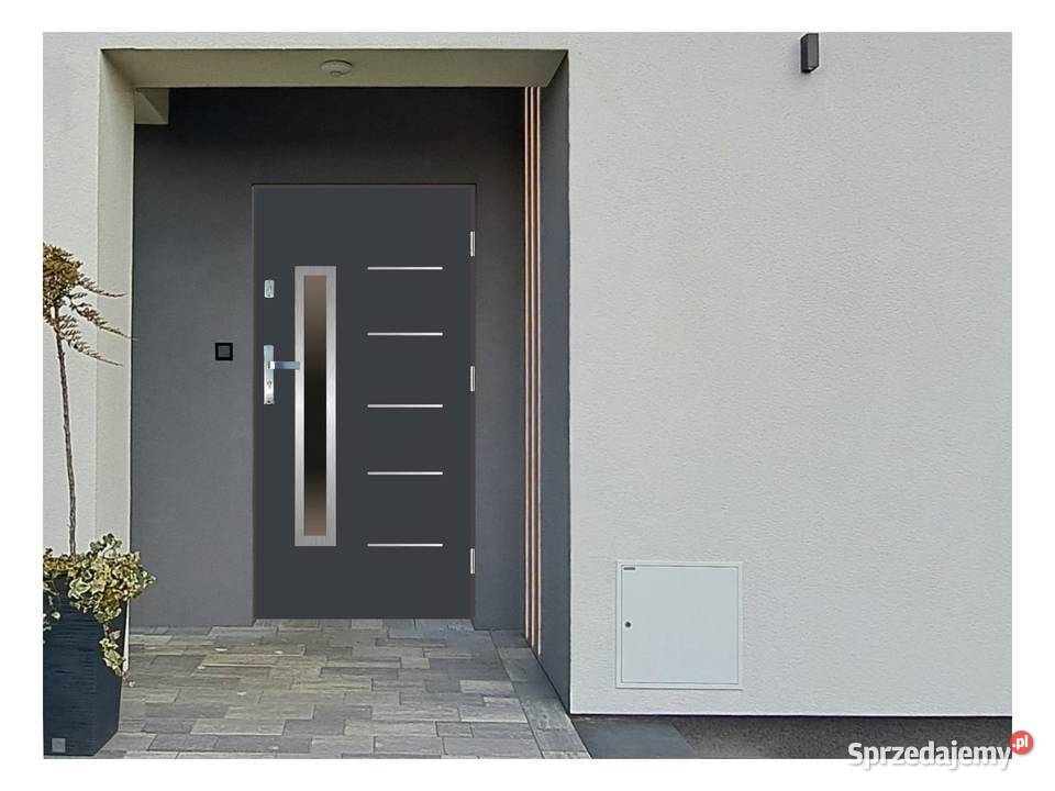 Drzwi wejściowe do domu GI23 INOX Antracyt 90 Drzwi zewnętrzne Ciemniewo