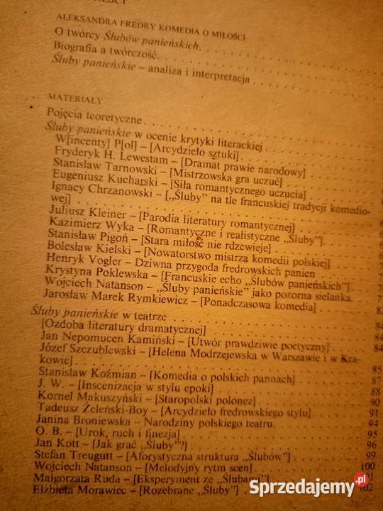 Śluby panieńskie analizy literatura Fredro