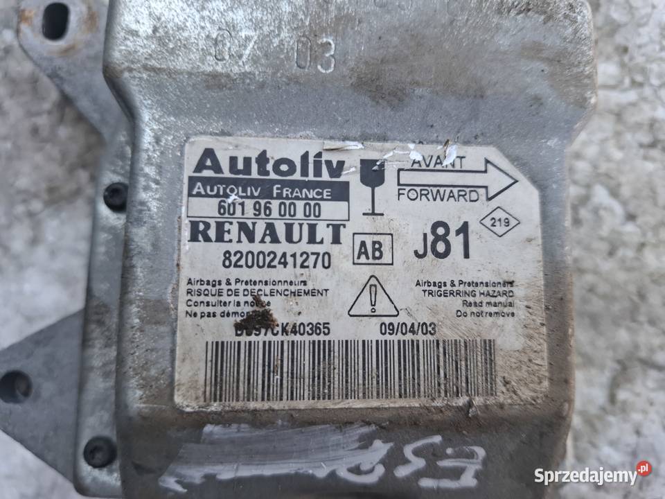Komputer Moduł Poduszek Powietrznych Renault lubelskie Wisznice