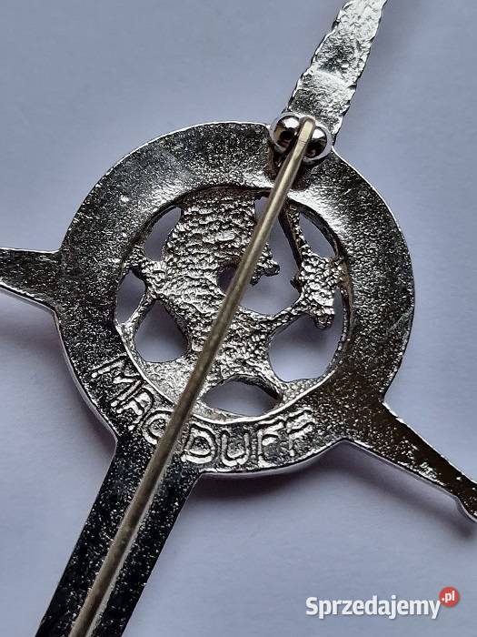 VINTAGE SZKOCKA BROSZA MĘSKA MIECZ MACDUFF DEUS posrebrzane Biżuteria dla Panów sprzedam