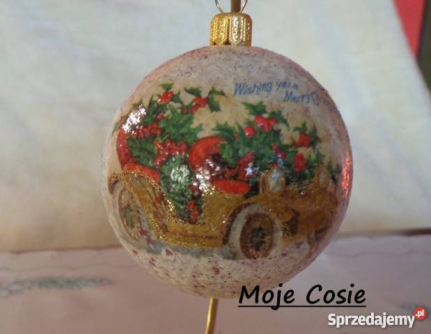 Bombki decoupage ozdoby swiateczne prezenty świętokrzyskie Krajno-Parcele