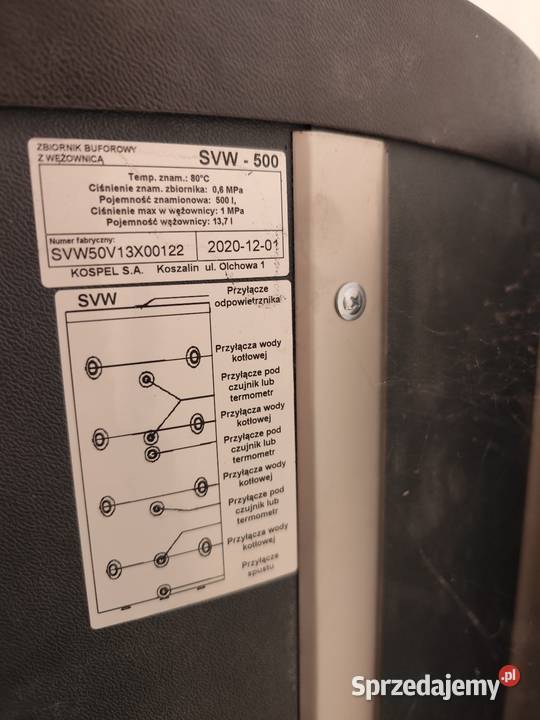 zbiornik buforowy z wężownicą svw500 kospel mazowieckie Żółwin sprzedam