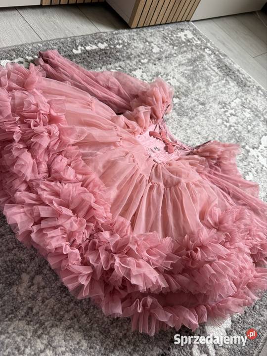 Sukienka tutu księżniczki pudrowy róż 8692 NOWA Rozmiar 86