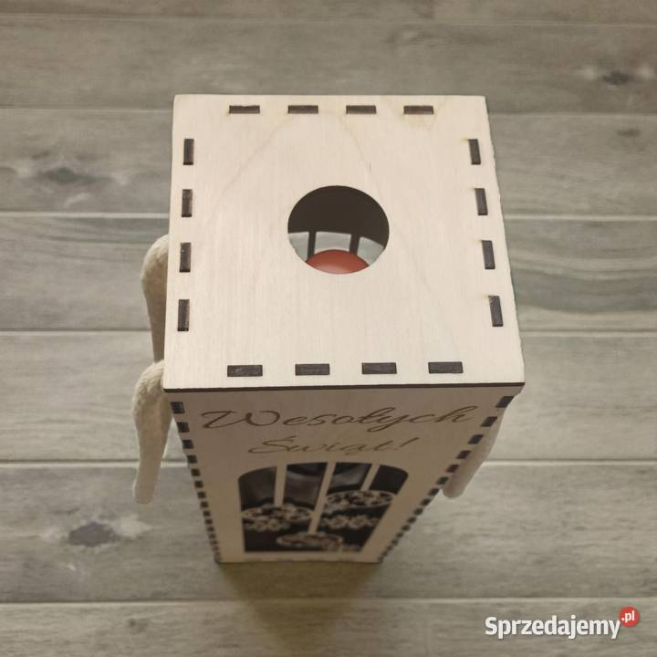 Świąteczna Drewniana Skrzynka na Wino Idealna na beżowy mazowieckie Warszawa