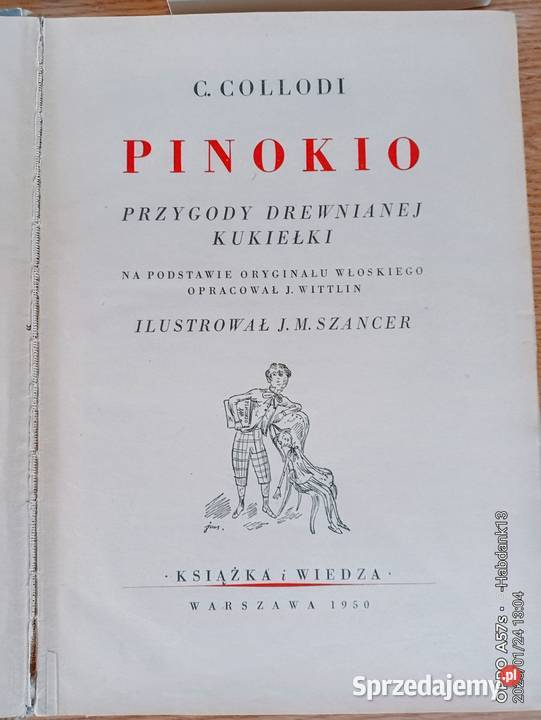 Pinokio z barwnymi ilustracjami Szancera Książki dla dzieci Bychawka Trzecia sprzedam