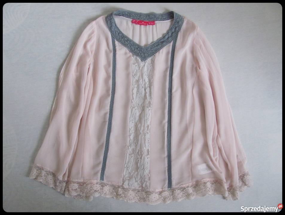 Śliczna romantyczna bluzka mgiełka z koronka 42 Płock