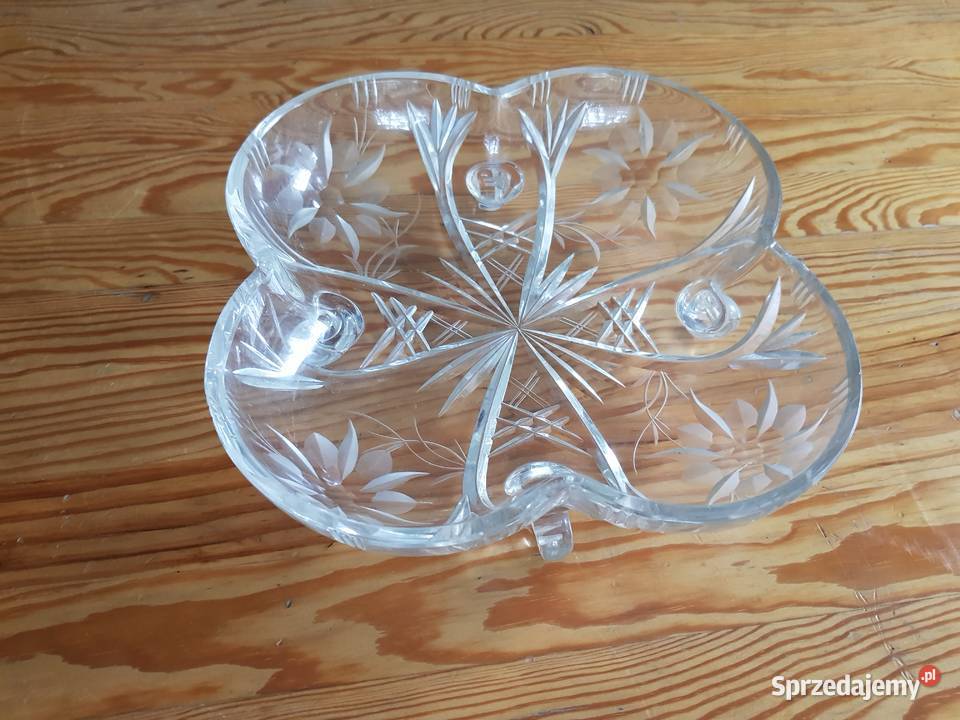 Kryształowa czterolistna patera na nóżkach Poznań