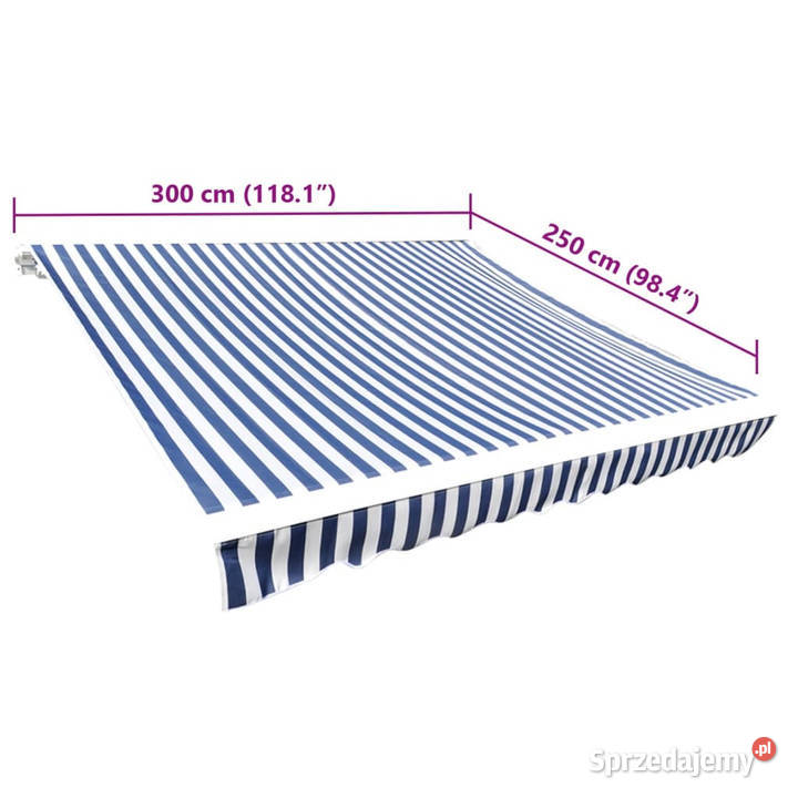 Tkanina do markizy niebieskobiała 3 x 25 m bez