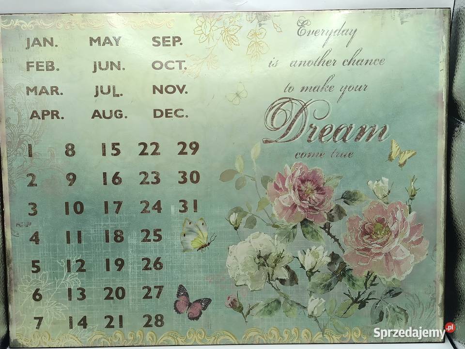 Szyld metalowy kalendarz vintage Blacha znak wielokolorowy Zamość