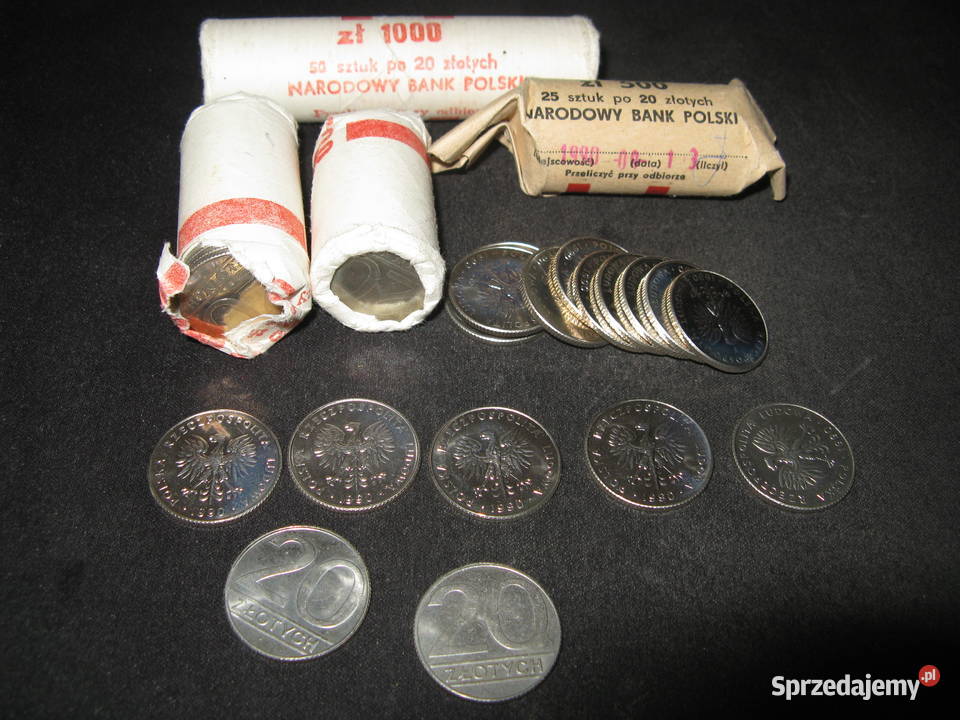 20 złotych 1990 rolka bankowa 50 inne Patrz opis Dąbrowa Górnicza