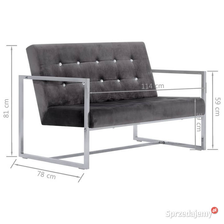 2osobowa sofa z podłokietnikami ciemnoszara Warszawa