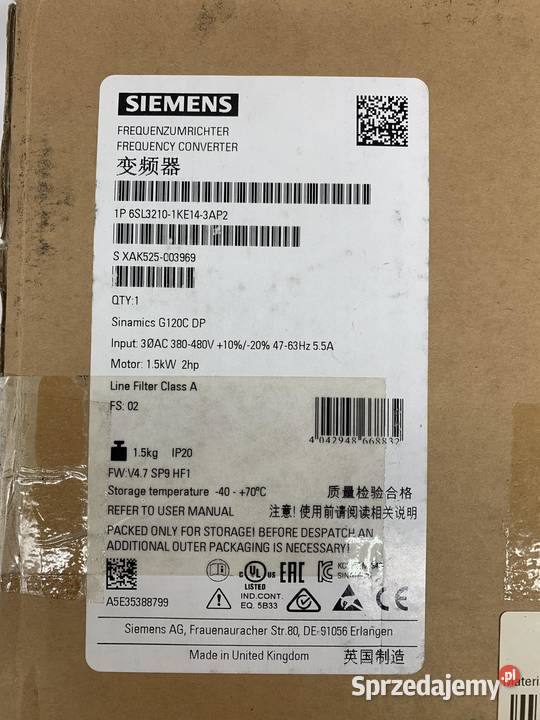 Siemens Sinamics 6SL32101KE143AP2 Warszawa sprzedam