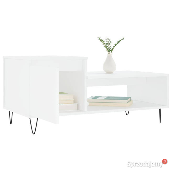 Stolik kawowy biały 100x50x45 materiał