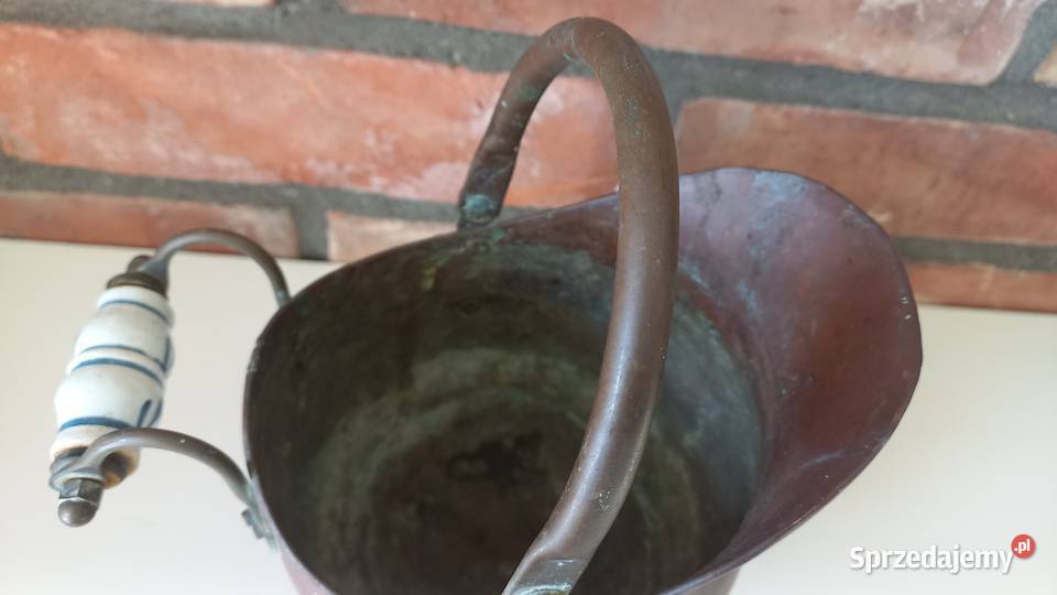 Pojemnik miedziany z ceramiką Osłonka na Gawroniec sprzedam