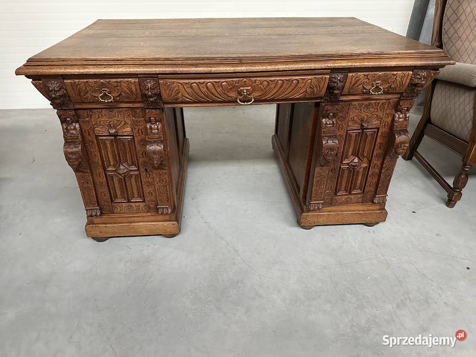 Antyczne dębowe biurko gabinetowe 150 Meble Sławoszewek