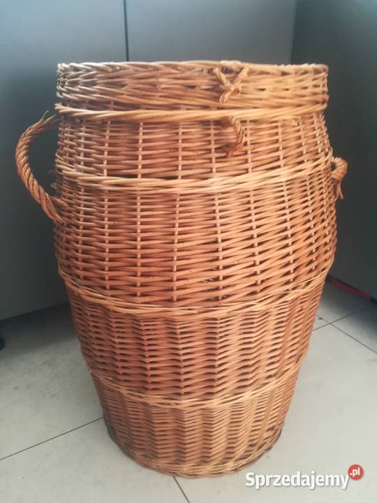 Kosz wiklinowy z pokrywą duży Kosze na pranie Kąty Wrocławskie