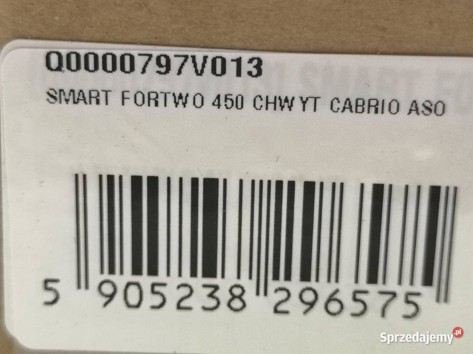 CHWYT SŁUPEK B SMART FORTWO 450 CABRIO 0007 NOWY sprzedam