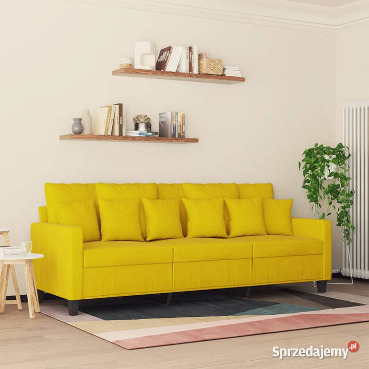 Sofa 3osobowa żółty 180 tapicerowana aksamitem Sofy i kanapy Warszawa