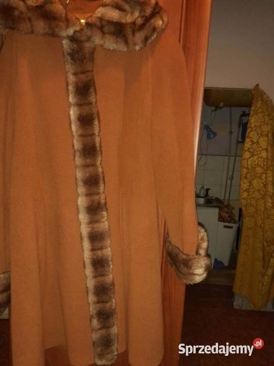 Płaszcz zimowy wełniany rozmiar 40 brązowy/beżowy