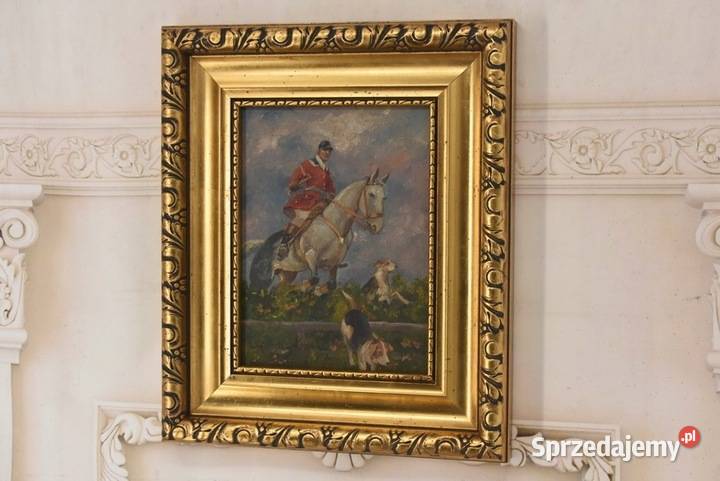 Wojciech Kossak Myśliwy z Psami Polski Stary Obrazki i obrazy Kraków