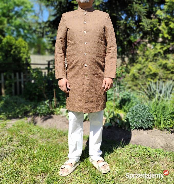 Indyjskie męskie sherwani elegancki płaszcz haft Inny rodzaj Kurtki i płaszcze Szczecin